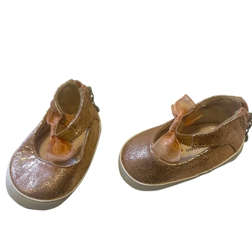 Stuart Weitzman‎ Baby Chiffon Rose Gold Mary Jane Shoes 2